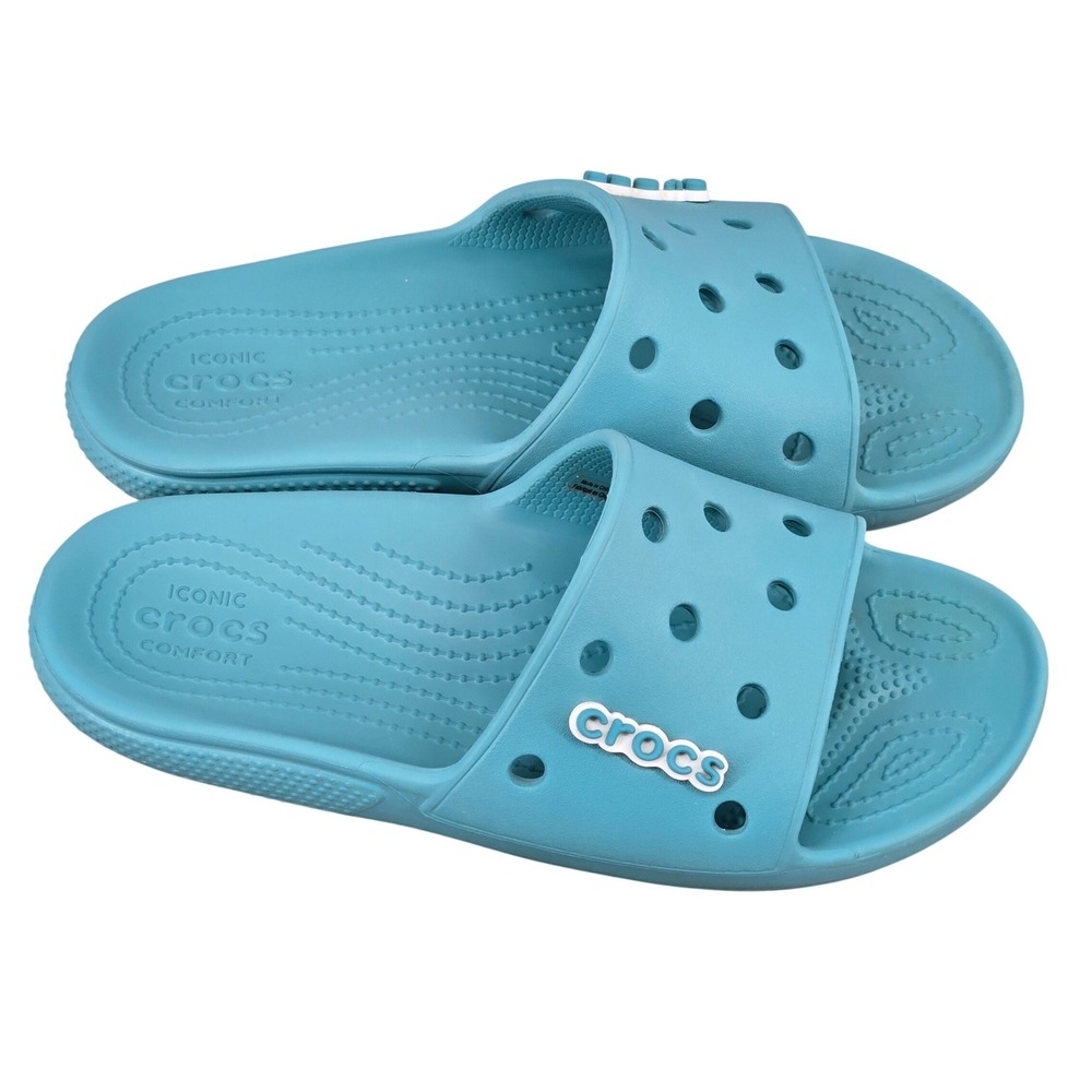 Crocs Size M8 W10 Classic‎ Slide Sandals Unisex Turquoise Blue Casual Comfort